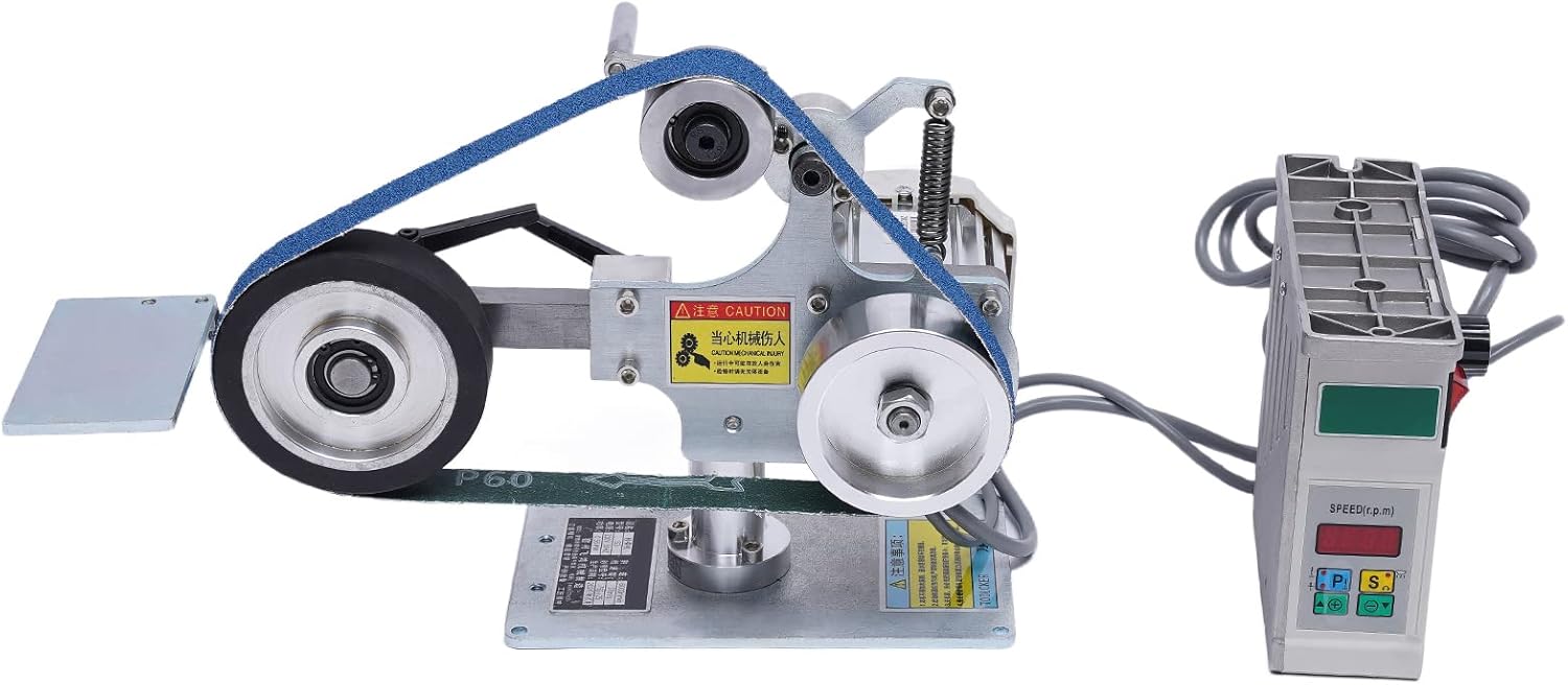 Abrasive Belt Machine, 30 x 1 in Belt Sander Polisher Sharpener Grinder w/DC Brushless Motor Stepless Speed Regulation Small Vertical and Horizontal Household Brushless Belt Machine