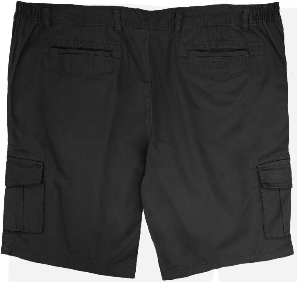Full Blue Big Men's Cargo Shorts with Expandable Waist (Waist 72, Black)