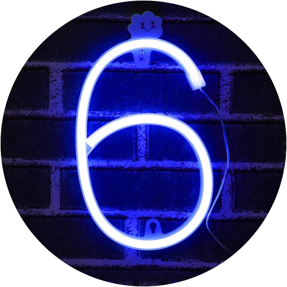 LED Light Up Numbers Neon Lights, Neon Signs Night Light Lamp for Wall ...