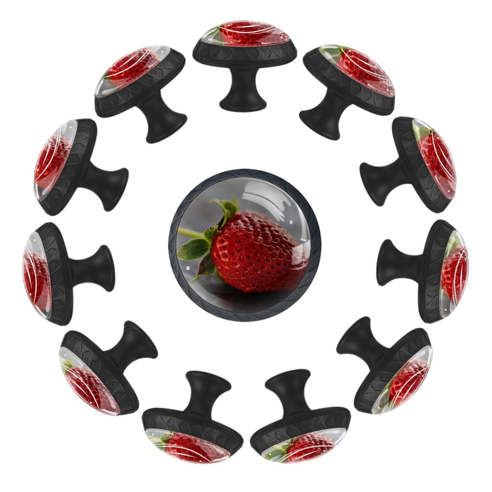 Boutons de tiroir ronds 35 mm rouge fraise pour commode | Lot de 12