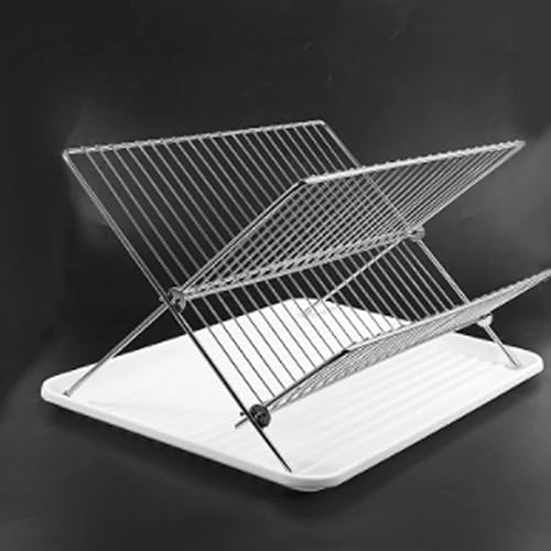 Miniatura 2 de Escurreplatos pequeños de acero cromado de lujo con forma de X plegable de 2 niveles con escurridor
