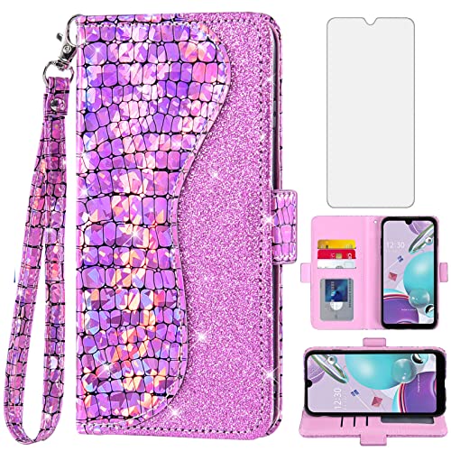 Phone Case for LG Aristo 5/K31/Fortune 3/Phoenix 5/K8x/Tribute Monarch/Risio 4 Wallet Cover with Screen Protector and Flip Cell LGK31 Rebel K 31 31K Aristo5 Plus Astro 5+ Risio4 2020 Women Girls Pink