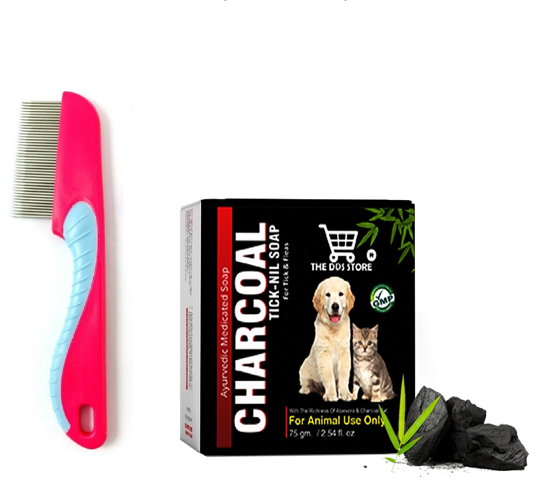 The DDS Store 2Pcs Combo All Natural Oatmeal Charcoal Tick- Nil Dog Cat Shampoo Bar for Tick & Fleas Ayurvedic Dog Bar Soap + Pet Flea Comb (Color May Vary) (B09XRG82ZB) Amazon Price History, Amazon Price Tracker