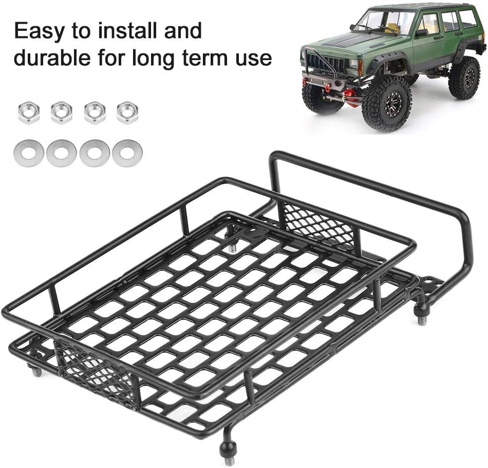 RC Roof Rack Luggage, Model Vehicle Accessory Steel Luggage Tray Roof Rack for 1/10 RC Crawler Car(L)