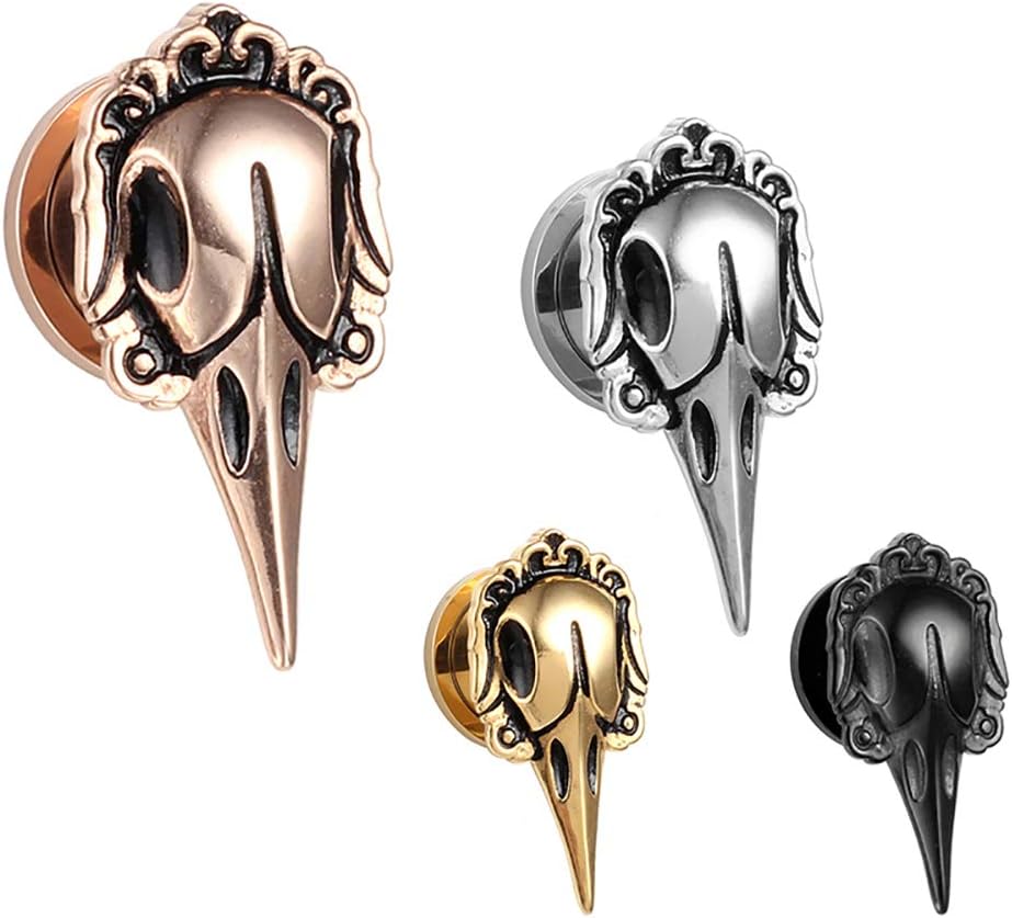 SUPTOP 2PC Skull Ear Gauges 2g 5/8 Plugs and Tunnels for