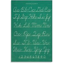 Vintage Cursive Alphabet And Numbers Classroom Distressed Green Chalkboard Print - Homeschool, Back Canvas Painting Posters And Prints Wall Art Pictures for Living Room Bedroom Decor 24x36inch60x90c