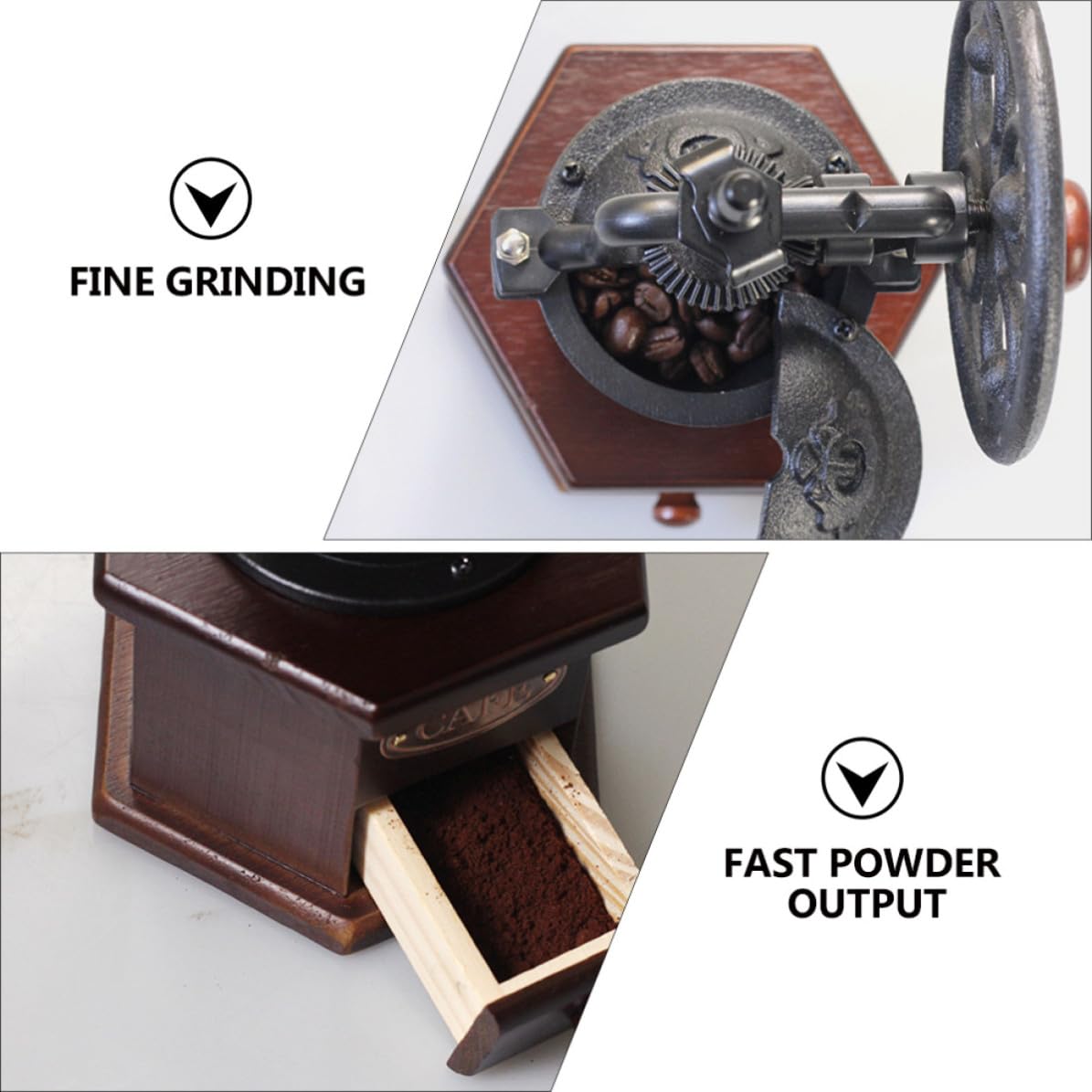 KICHOUSE Molinillo Manual Portátil de Hierro Diseño Ergonómico y Forma de Rueda Fortuna para Moler Granos de Café y Especias Manivela Cómoda