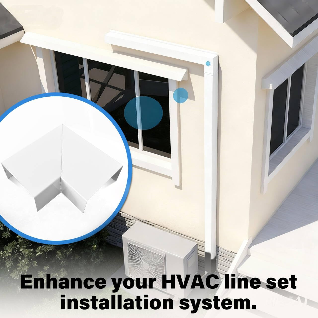 LyPrem 3" W x 6.5Ft L Metal Line Set Cover Kit - Decorative AC Pipe Cover for Ductless Mini Split/Central Air Conditioner/Heat Pump Systems, White