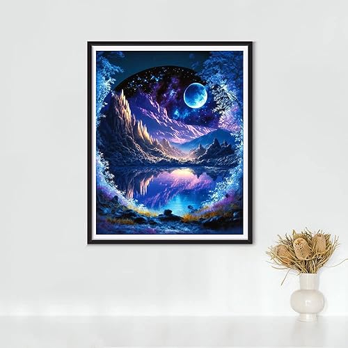 Miniatura 3 de Rousp Kits de pintura de diamantes 5D para adultos, arte de diamantes de 15.7 x 19.6 pulgadas, pintura de diamante de luna azul, arte de diamantes