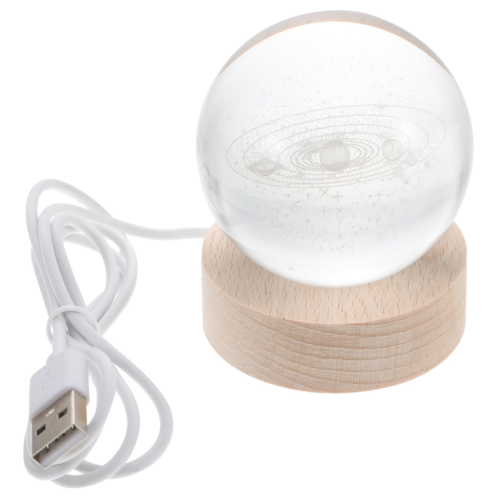 HOMSFOU 1 Set Glowing Crystal Ball Light Adornment with Warm Light Base for Desktop Decoration and Photography Prop Unique Home and Office Decor