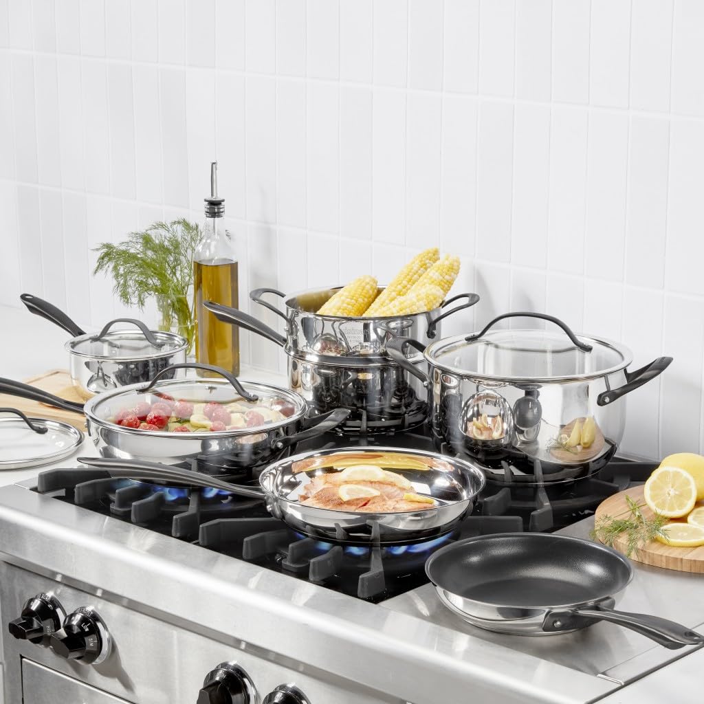 Cuisinart RADIANT PRO – Set Pentole 11 Pezzi In Acciaio Inox Con Finitura Titanio Spazzolato