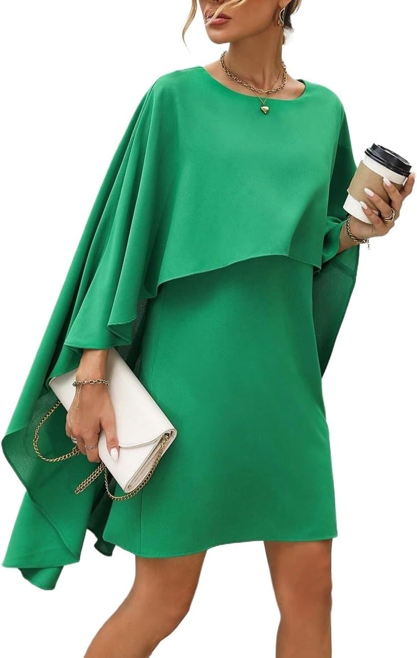 女性のためのドレス カジュアル プレーン レディースワンピース (Color : Green, Size : XS)