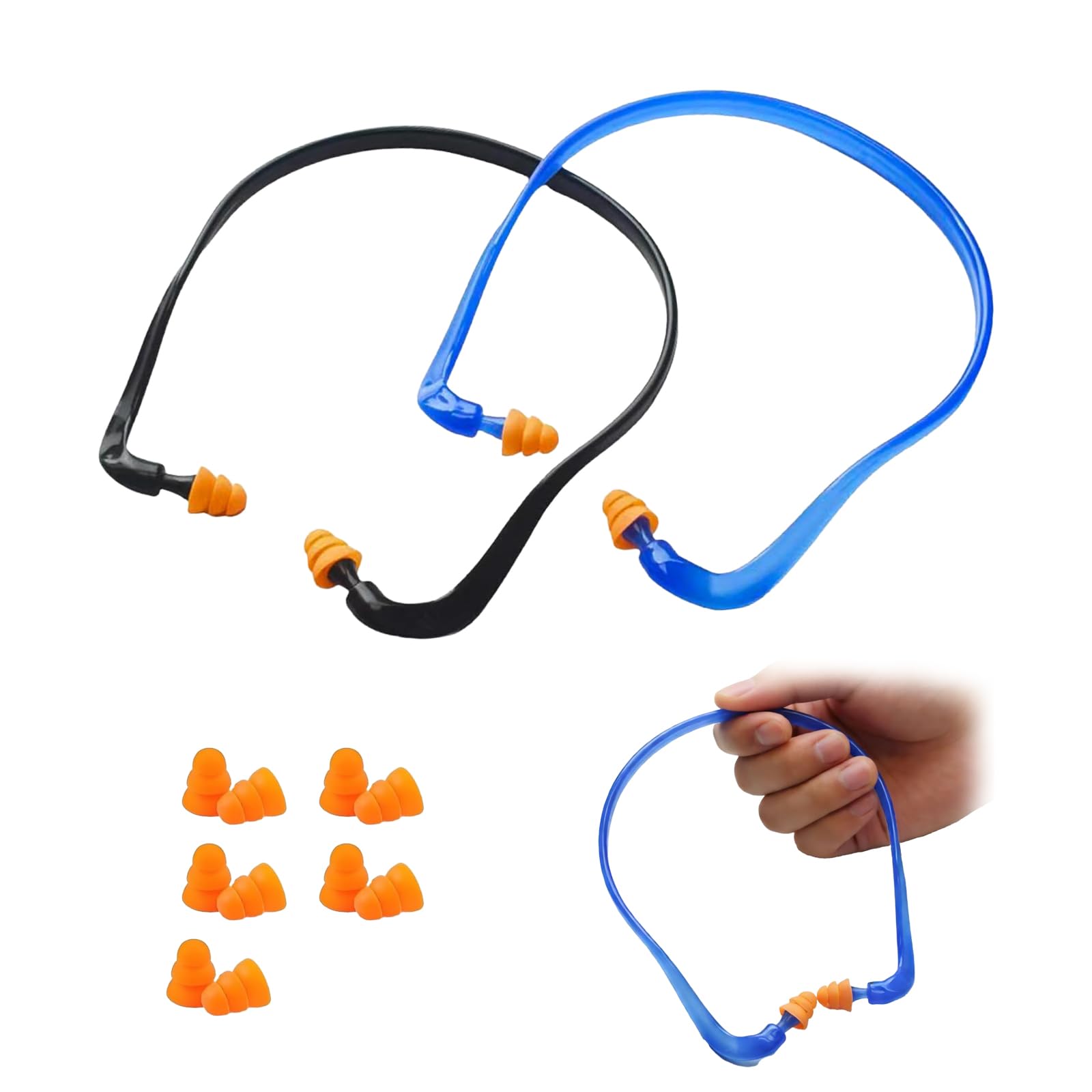 Casque Anti-Bruit avec Oreilles Souples en TPE – 2 Casques + 5 Paires d'Oreilles de Rechange, Confort Ergonomique, Idéal pour le Travail, la Natation et les Voyages, Protection Efficace contre le
