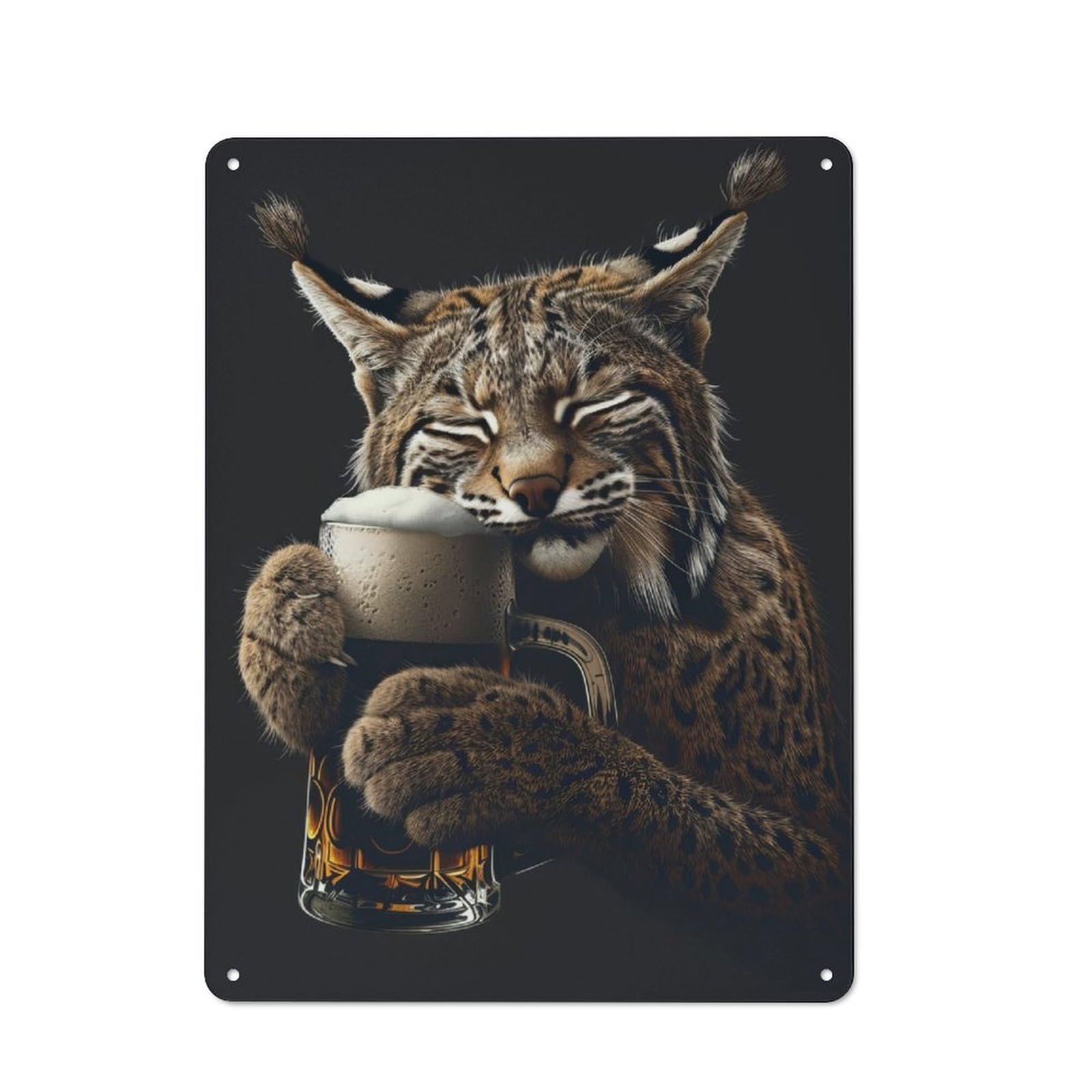 Nostalgic Decorative Tin Plaque 40x30cm Featuring Bobcat Beer, Classic Pub Decor for Cafe, Pub, Workshop Or Home Bar