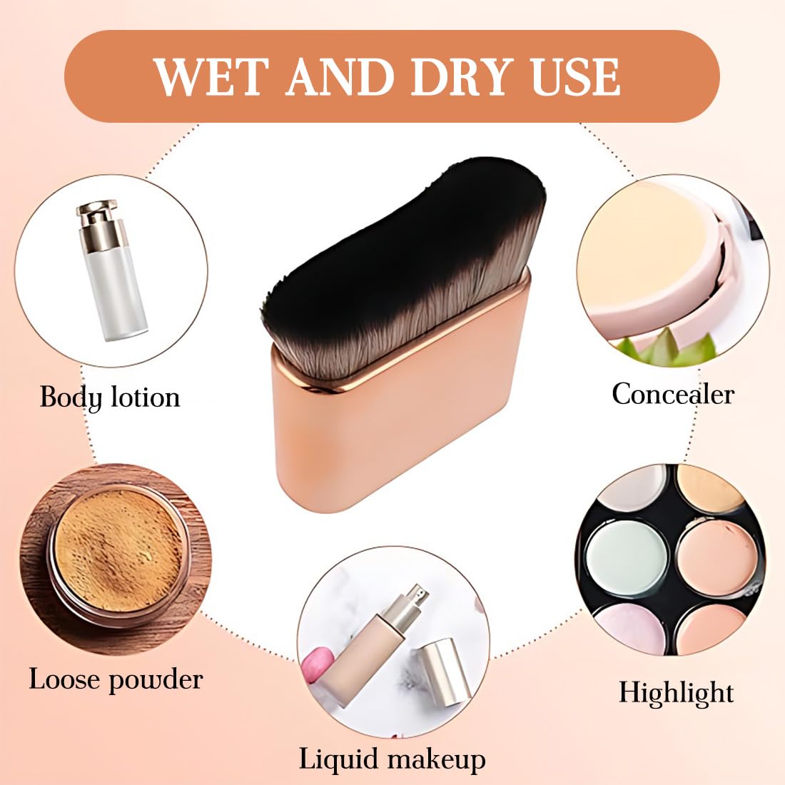1 Pezzo Pennello per Fondotinta,Spazzola Abbronzante, Kabuki Brush,Spazzola per trucco per il Corpo, Foundation Brush per corpo e gambe Pennello Abbronzante