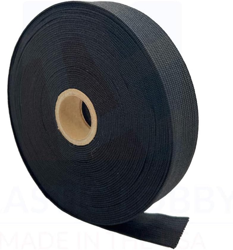 1" (25mm) Black Knitted Elastic - US Made 50 Yards