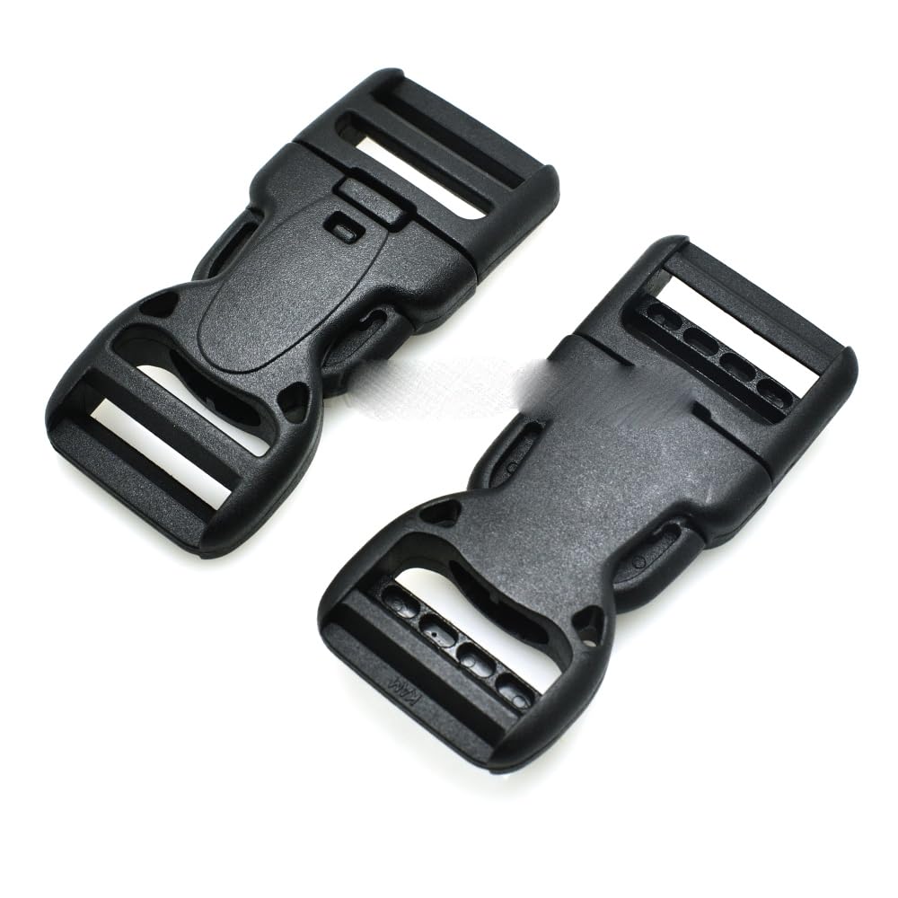 Hebilla de doble bloqueo ajustable de plástico para cinturones tácticos, color negro, 50 unidades, tamaño de cincha de 50 mm