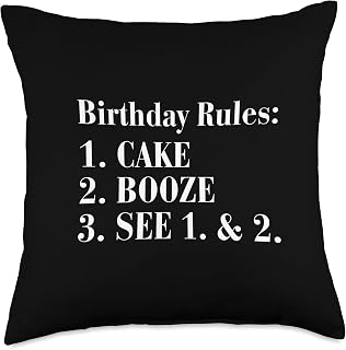 Funny Birthday Rules Throw Pillow