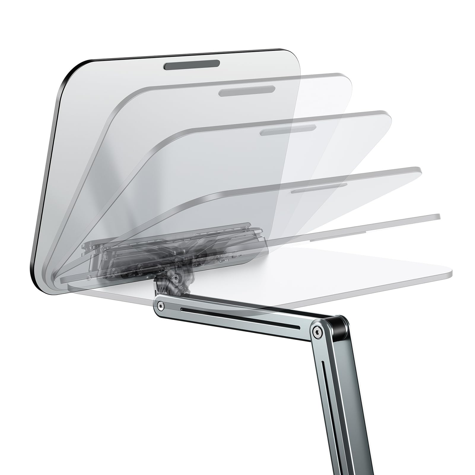 SEAFRONT Support de Livre de Bureau, Panneau en Aluminium-plastique, Rotatif à 360°, Hauteur et Angle Réglables, pour Appareils 14-17,3 Pouces