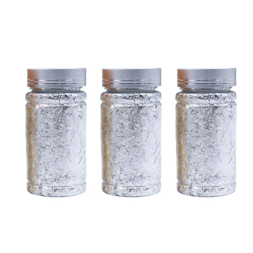 HealiftyFoil Paillette Chip Foil Nail Glitter Gold Leaf Schabin Flakes Metallic Foil Flakes for Gilding Painting Arts Crafts 9g (Silver)