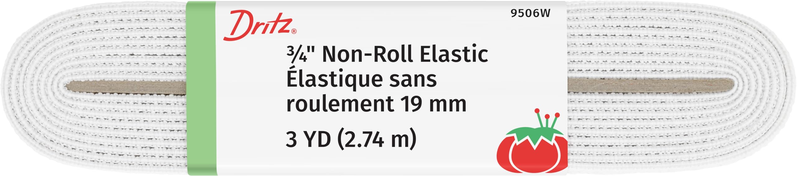 Dritz Non-Roll Elastic 3/4'X3yd-White