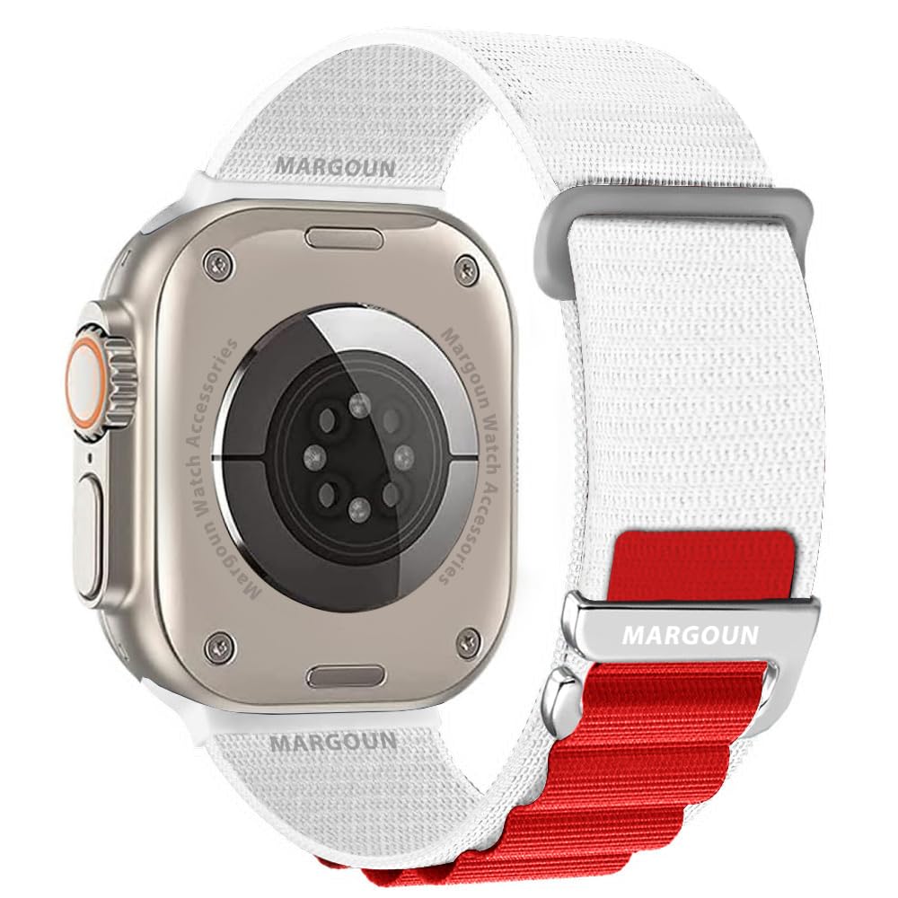 MARGOUN Loop Nylon Band Compatible with Apple Watch Ultra 2/Ultra Band for Men Women, Adjustable with Metal C-Hook Strap for iWatch Ultra 2, iWatch Ultra Series SE 9/8/7/6/5/4/3