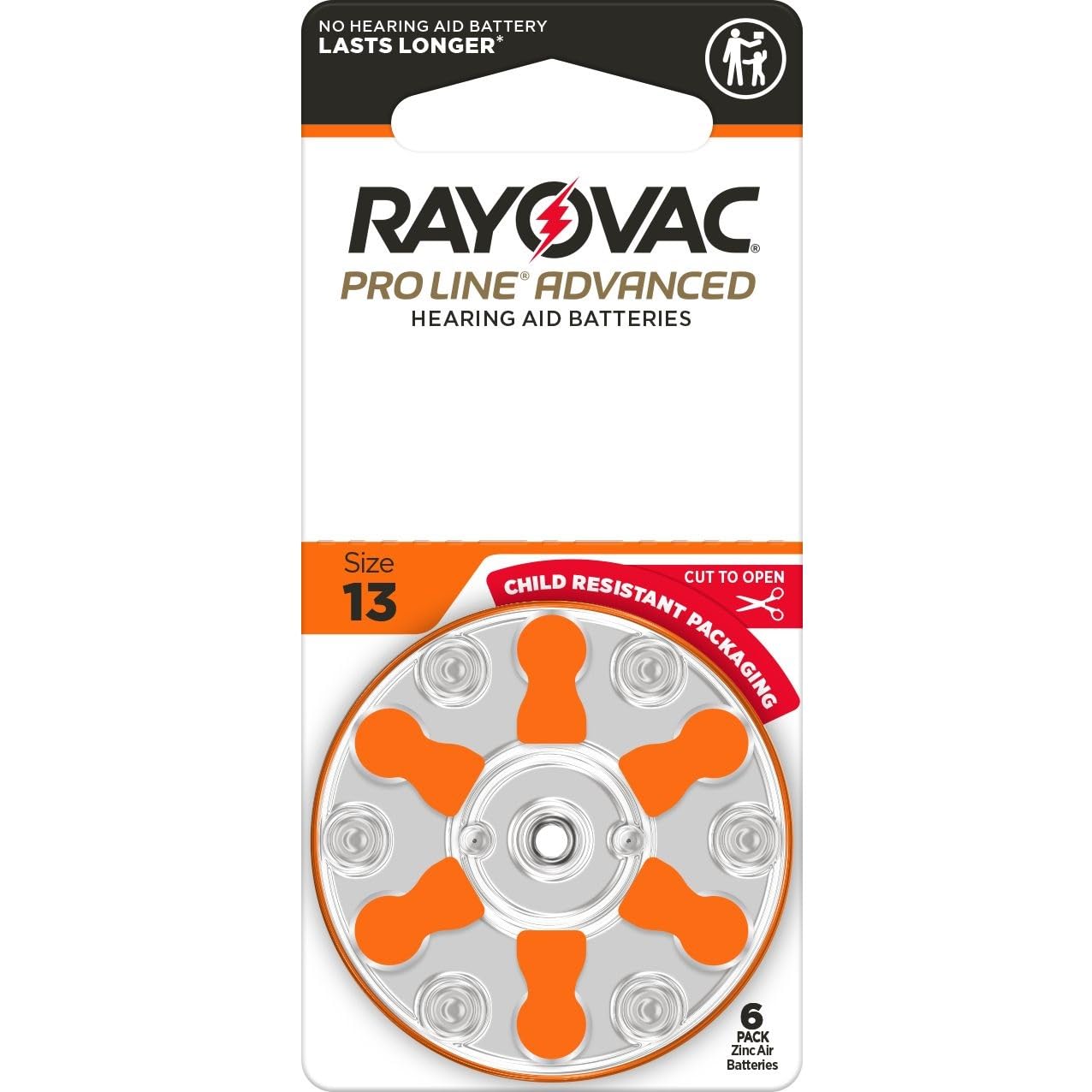 Rayovac Proline Advanced Hearing Aid Batteries | Size 13 | World's Longest Lasting Battery | Child-Resistant Packaging (60)