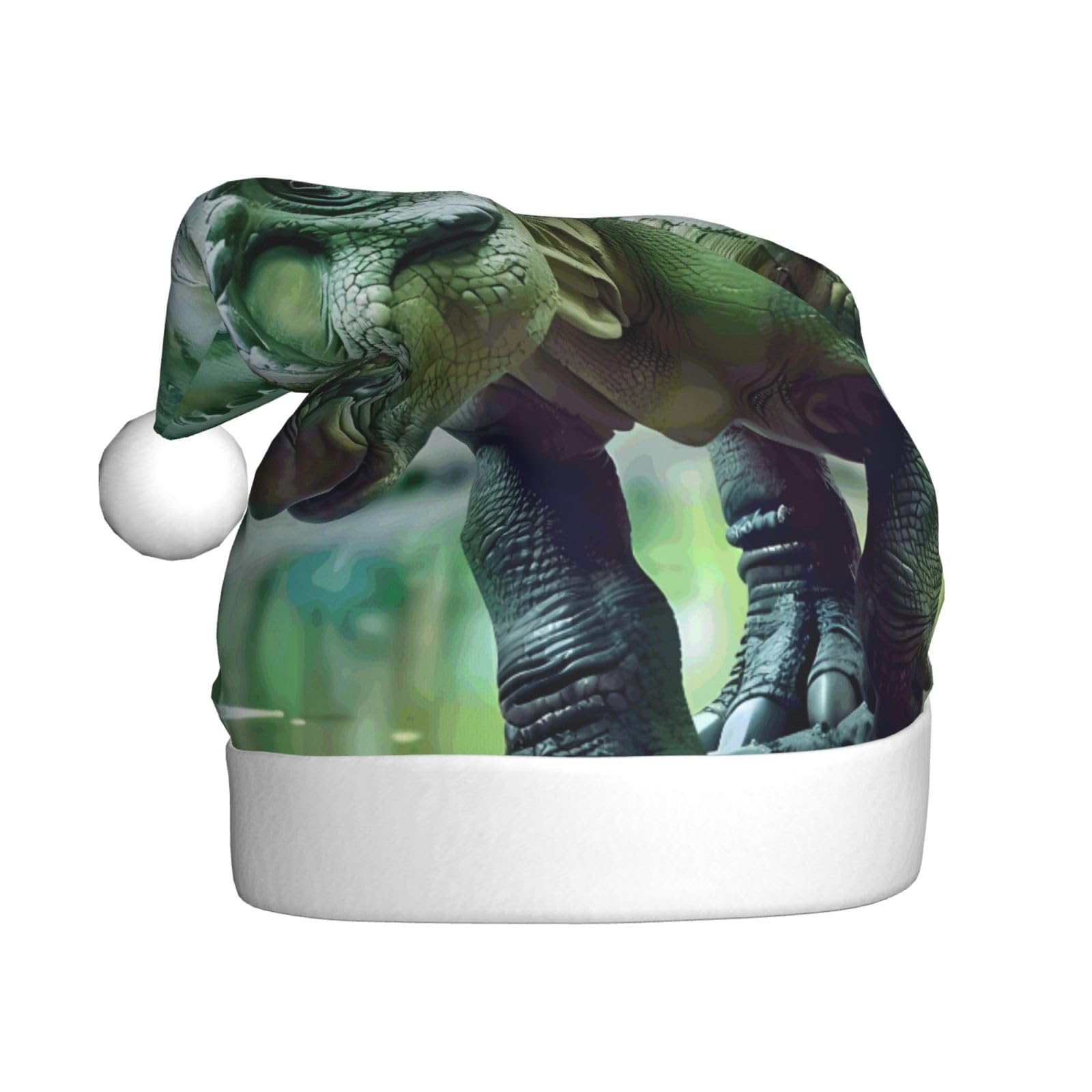 DLXW Bicorn Dinosaur Prints Christmas Hat for Adult Festive Celebrations as a Gift for Men and Women