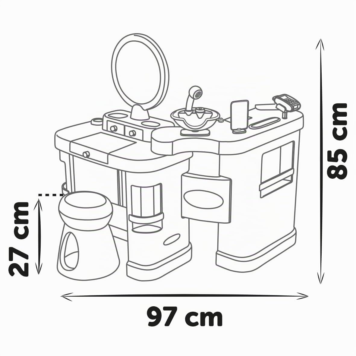 Smoby - My Beauty Center - Istituto di bellezza 3 in 1 - Parrucchiere, Salone per unghie, Trucco finto - 26 accessori - Materiale riciclato - Dai 3 anni in su - Prodotto in Francia