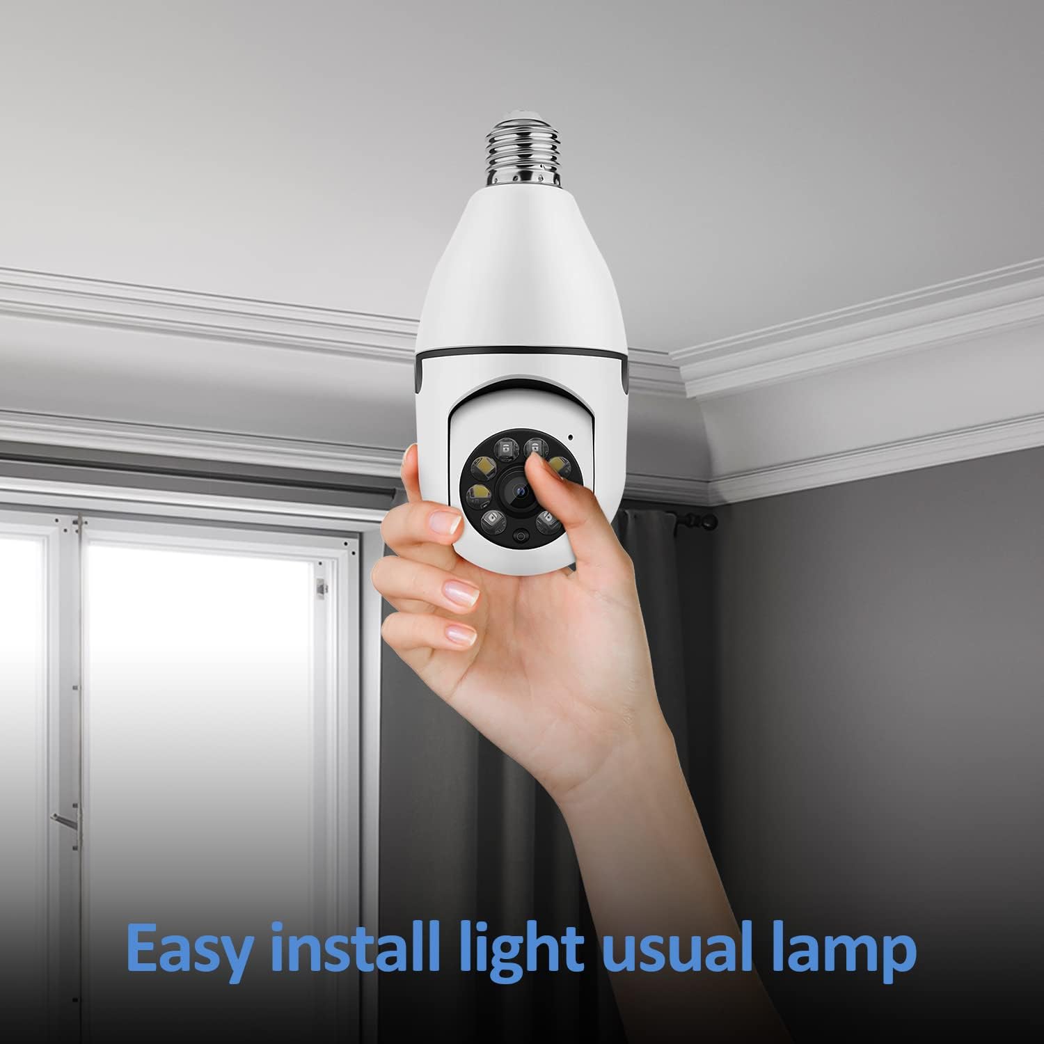 1080P 360°Rotate Auto Tracking Panoramic Camera Light Bulb Night