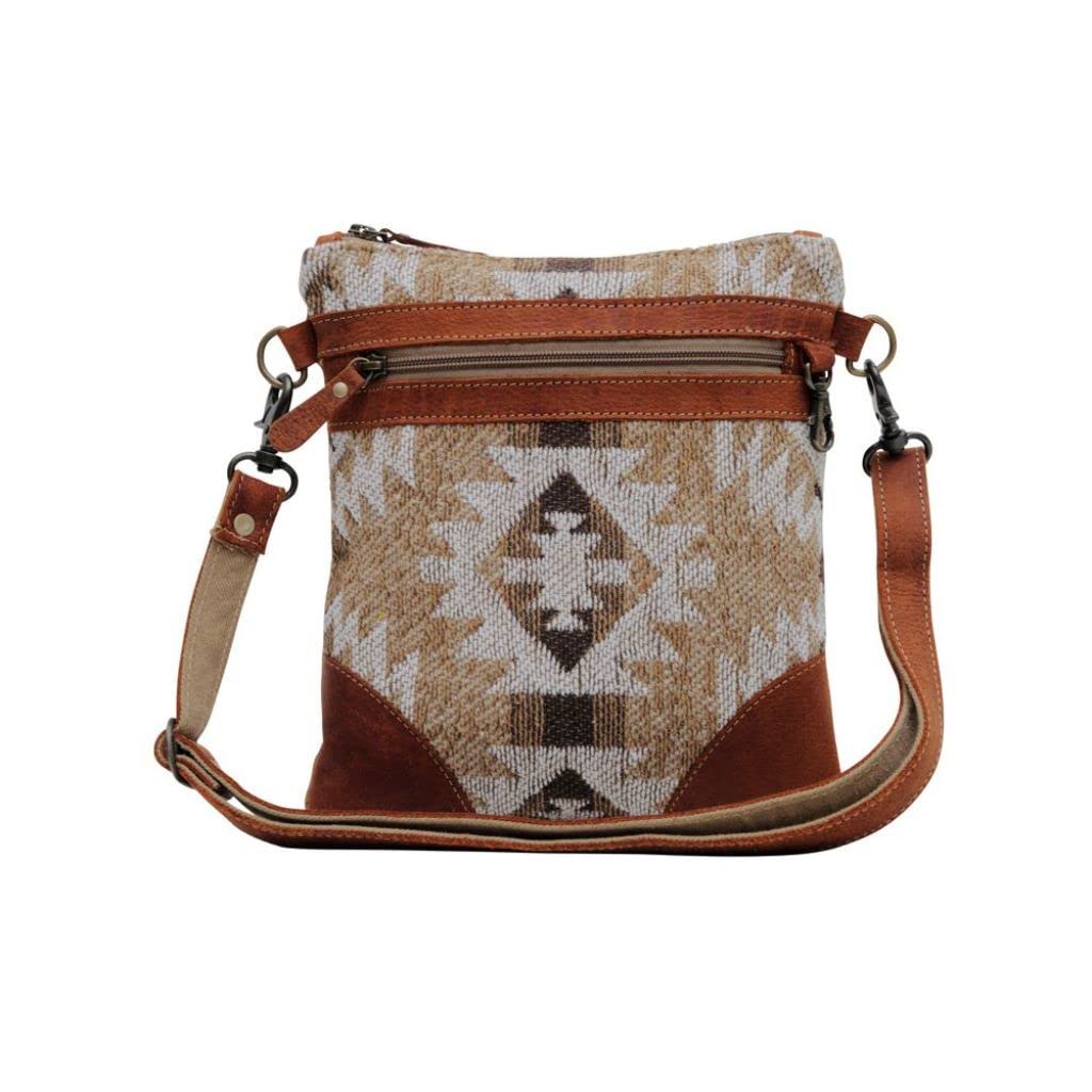 Myra Bag Aztec Purse for Women - Canvas Bag with Real Leather Detailing, Boho Handbags for Women, Cute Western Purse