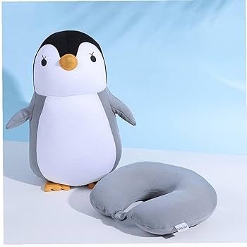 Amazon | かわいい ペンギン ネックピロー ぬいぐるみ 変形可能