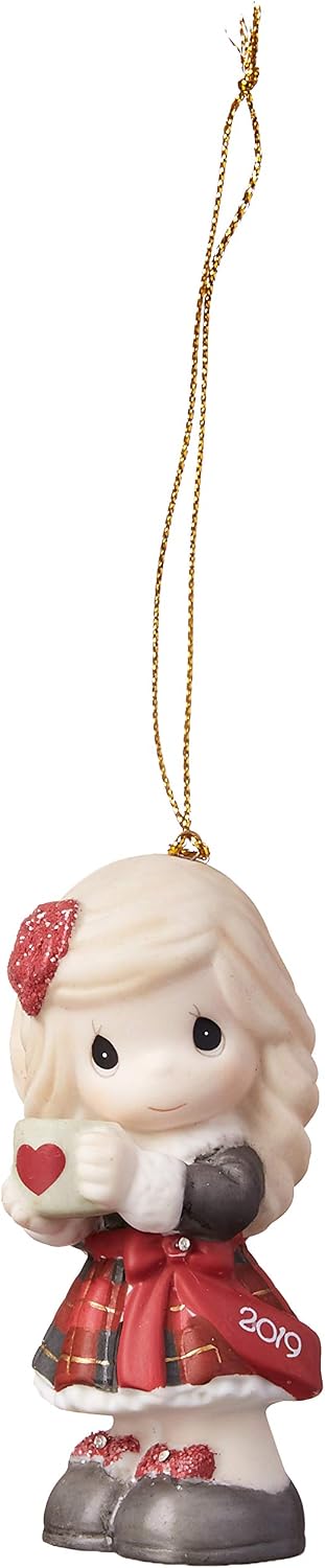 Precious Moments 191002 Have A Heart Warming Christmas Girl with Mug Dated 2019 Bisque Porcelain Christmas Ornament