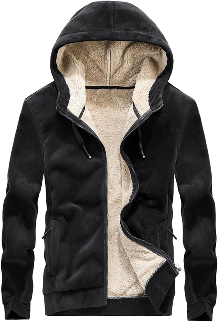 Winter Sweatshirt Sherpa Lined Zip Up Hoodie Gihuo Mens Winter - Main Image