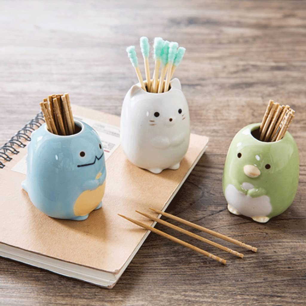 Dispenser per stuzzicadenti, Scatola per stuzzicadenti, Porta stuzzicadenti in Ceramica alla Moda, Contenitore a Forma di Animale Carino, Porta spazzolini da Denti
