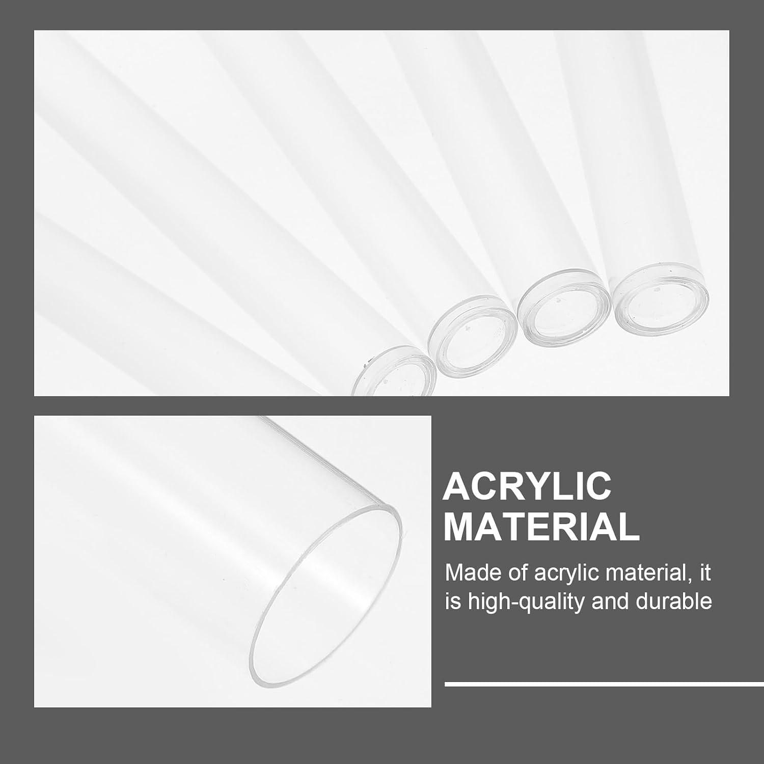 LIOOBO Clear PVC Tube: 6Pcs Acrylic Tubes with Caps, Empty Tube Packaging with Cap, Bead Craft Supply Storage