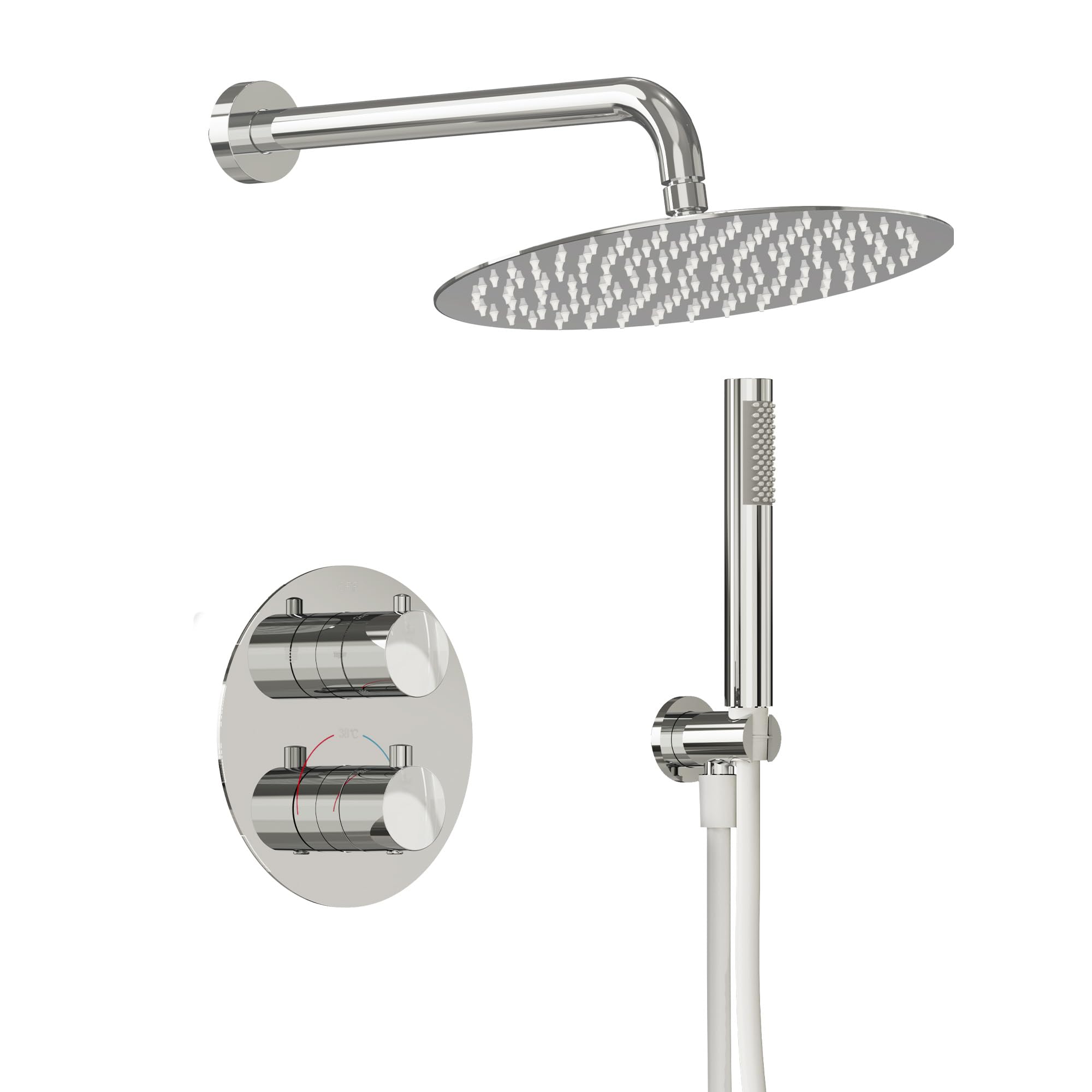 Unterputz Duscharmatur mit Thermostat Regendusche Chrom