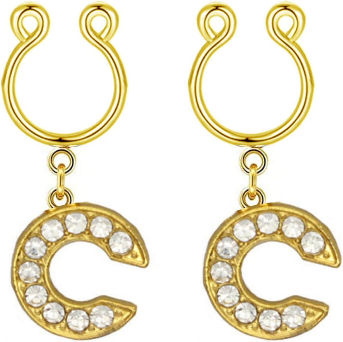 2Pcs Fake Nipple Rings Name Initial Letter Nipple Clamps for Women Non Piercing Beginner Cubic Zirconia Non Piercing Nipple Jewelry