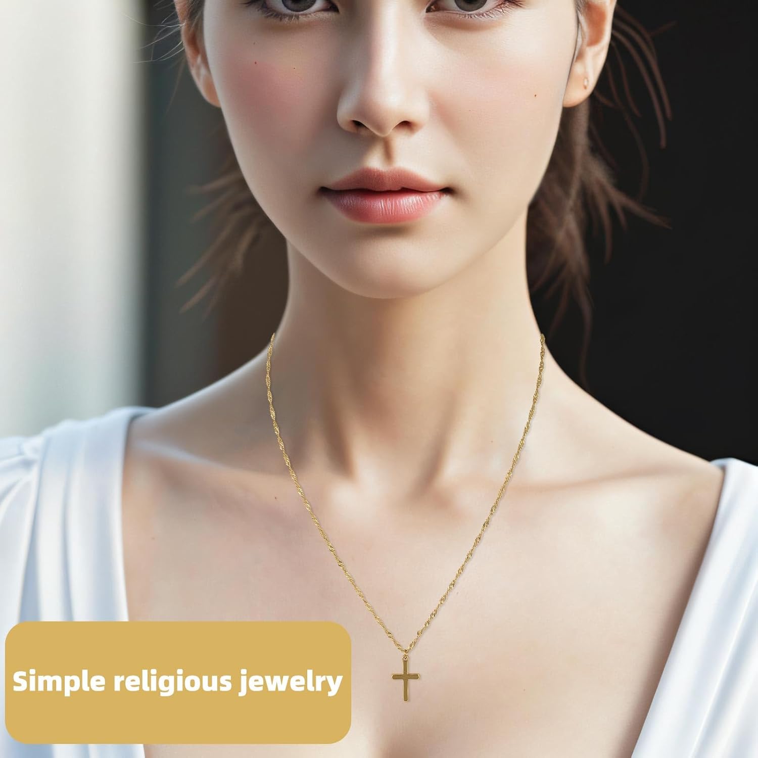 Gold Cross Necklace for Women, Dainty Fashion Cross Pendant Necklace Christian Religious Jewelry for Women Trendy Jewellery Christian Faith Gift - Image 5
