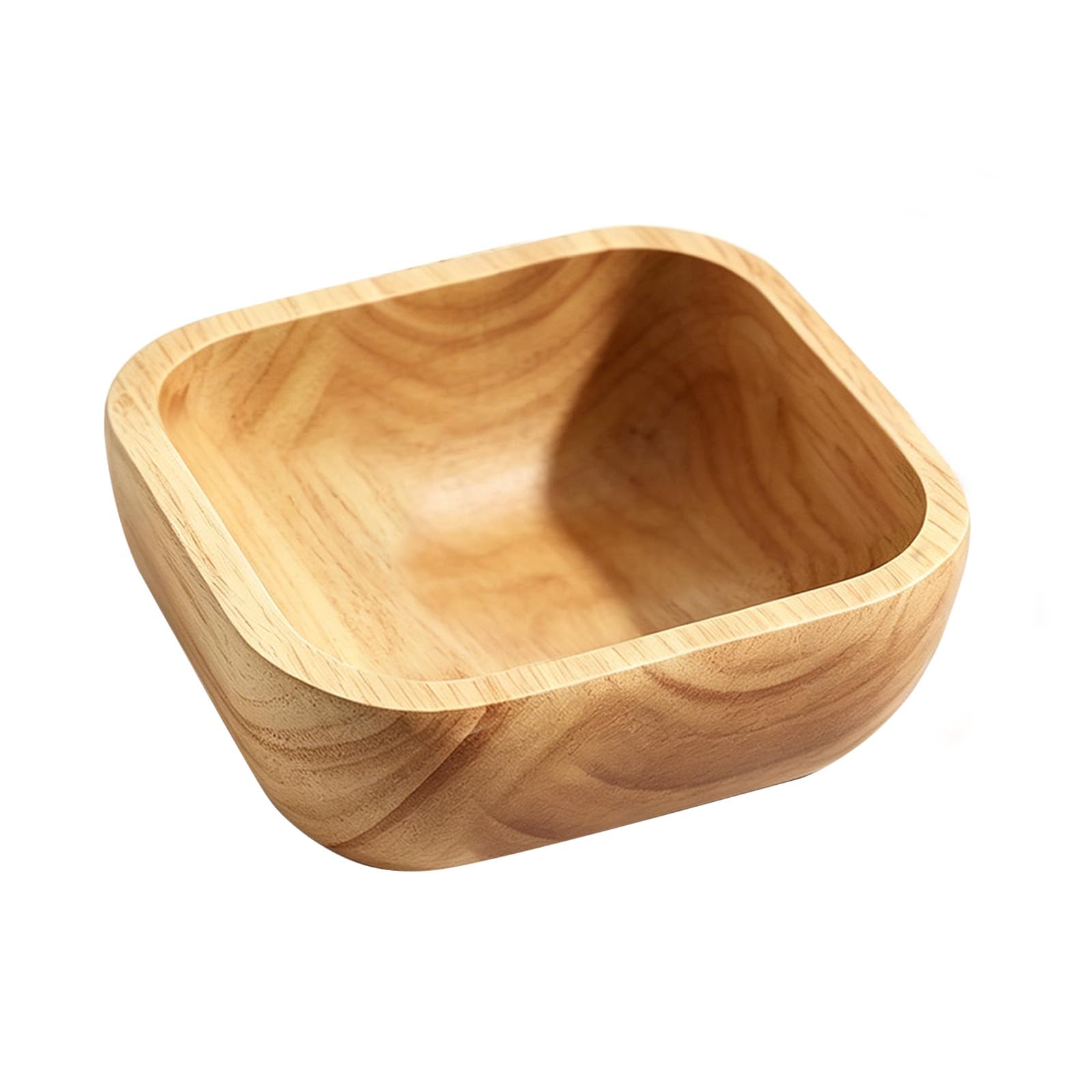 Oriental riverkit Wooden Fruit Bowl, Square Decorative Wood Bowl, Wooden Salad Bowls, Wood Serving Bowls, Centerpiece Table Decorations for Fruit, Dessert, Snack and Bread (12.5x12.5x4.5cm/280ml)