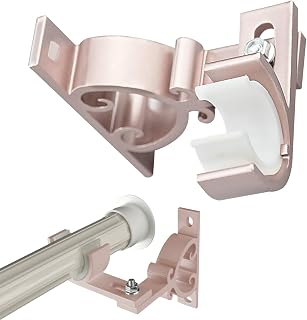 2 Piece Aluminum Alloy Curtain Rod Bracket Hooks,Adjustable 180° Curtain Rod Holders for Side Wall,Suitable for Diameters 2.5 to 3.2cm (Rose Gold)