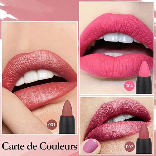 Miniatura 2 de evpct Juego de 3 lápices y lápices labiales mate color nude rosa beige castaño malva lápiz lápiz lápiz y lápiz labial conjunto de larga duración