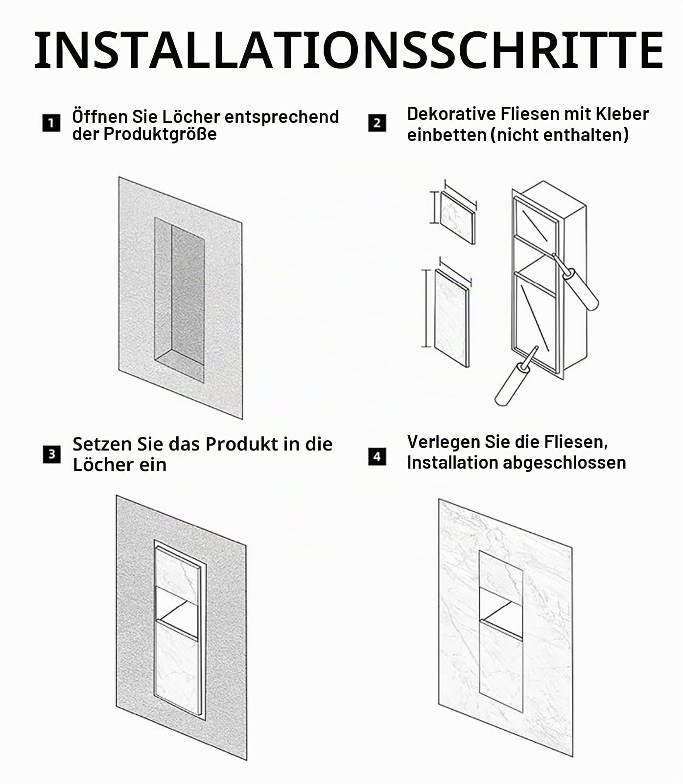 Toilettenpapierhalter Unterputz Wandeinbau-Duschablage mit Regal, Verdeckter, In Die Wand Eingelassener Toilettenpapierhalter für Fliesen, Einbau-Badezimmerschrank