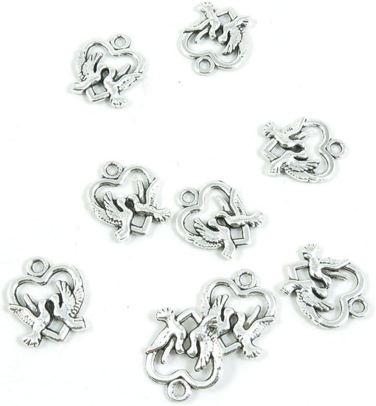 Antique Silver Tone Jewelry Making Charms Pendant Findings Craft Supplies Bulk Lots Arts O1GZ3 Dove Pigeon Love Heart