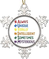 Vista 8 de Adornos para árbol de Navidad con autismo que ve el mundo diferente, rompecabezas para autismo, decoración de árbol de Navidad, recuerdo, conciencia