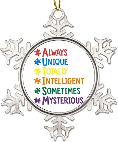 Miniatura 8 de Adornos de Navidad, rompecabezas de conciencia sobre el autismo, decoraciones de conciencia sobre el autismo, decoraciones de árbol de Navidad,
