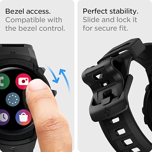 Miniatura 8 de Spigen Rugged Armor Pro Designed for Samsung Galaxy Watch FE (2024), 5 40mm (2022), 4 40mm (2021) Band with Case Protector - Black Black,Charcoal