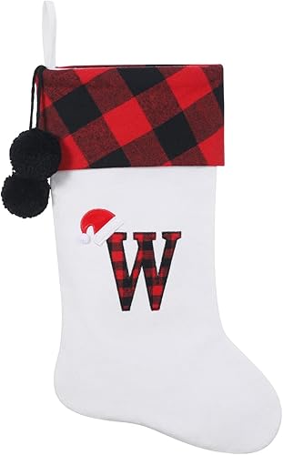 Miniatura 42 de Calcetines de Navidad bordados con monograma inicial de 20 pulgadas, decoración de Navidad, calcetines personalizados, decoración de temporada Negro