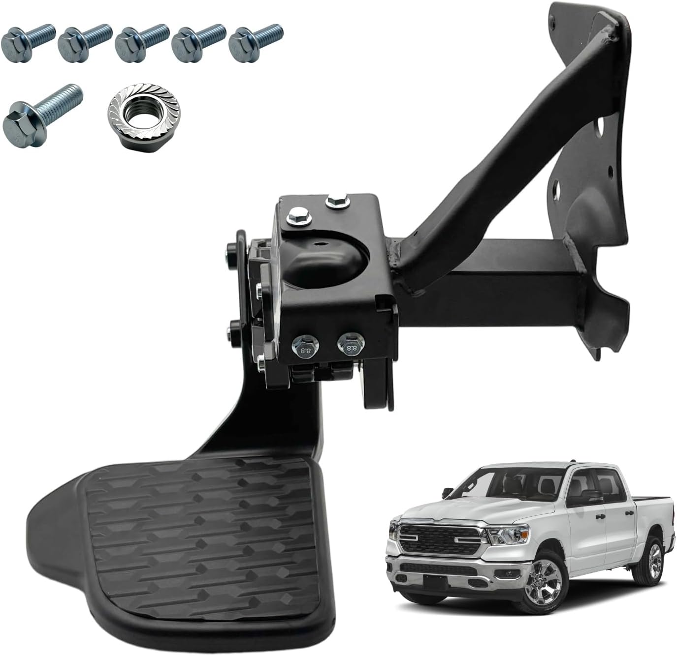 82216597AC Retractable Rear Bed Step Compatible with Dodge Ram 1500 2024 2025 2026 Truck Tailgate Bumper Step Repalces 68582251AB 68582251AA