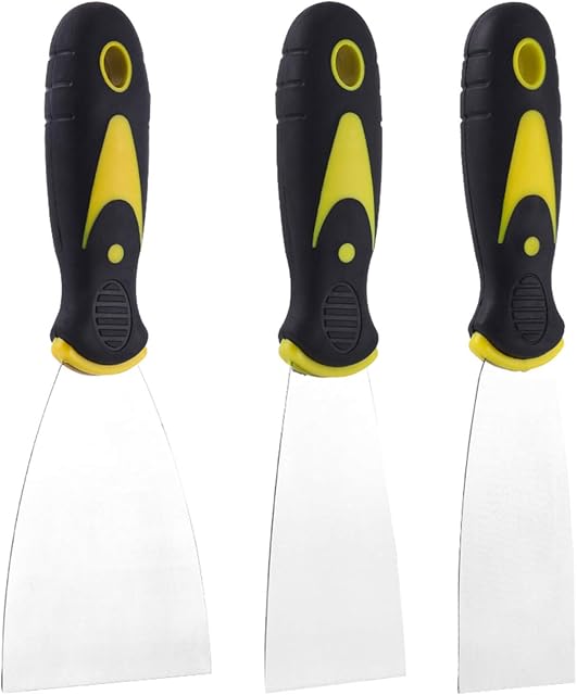 Miuse 3 Pack Wallpaper Scraper Tool Set with Plastic Handle and Metal Blade Scraper, DIY Decorating Paint Removal Scraper Tool Set